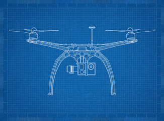 RC quadcopter drone Blueprint - obrazy, fototapety, plakaty