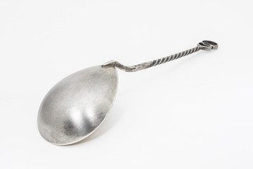 Silver retro vintage spoon with beautiful forged ornament