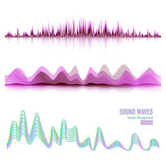 Music Sound Waves Pulse Abstract Vector. Digital Frequency Track Equalizer Illustration