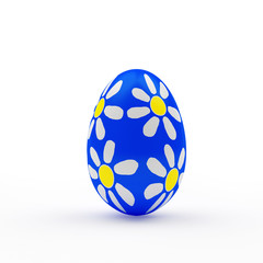 Blue handmade Easter egg isolated on a white background. 3D illustration 