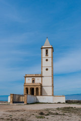 Lonely abandoned church La Almadraba de Monteleva,Spain