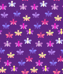 Vector, seamless abstract background with butterflies purple