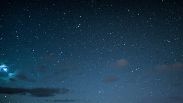 Night Sky Stars and Moon 01 Time Lapse Clouds 
