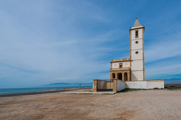 Lonely abandoned church La Almadraba de Monteleva,Spain