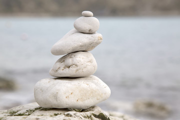 Pebble Stack in Lulworth Cove Beach, Dorset