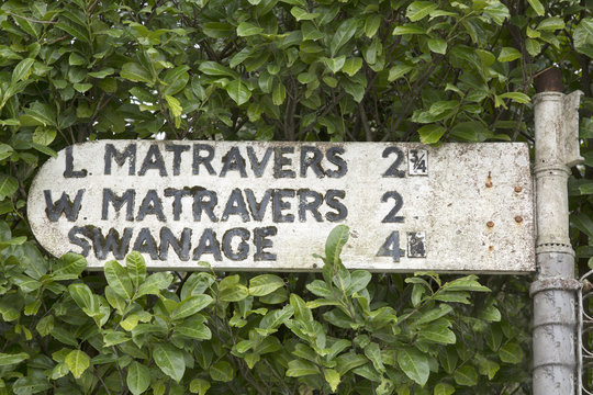 Swanage Signpost in Kinston, Dorset, England