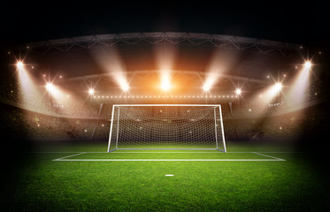 Obraz premium Stadiım and Goal post ,3d rendering
