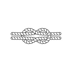 Nautical rope knots. Marine rope. Tying the knot. Vector illustration.
