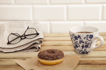 newspaper  and coffee