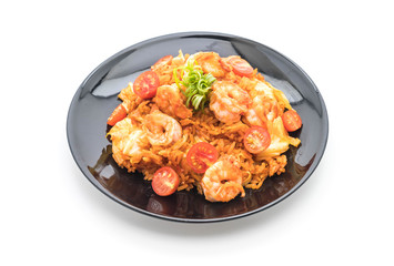 fried rice with korea spicy sauce and shrimps