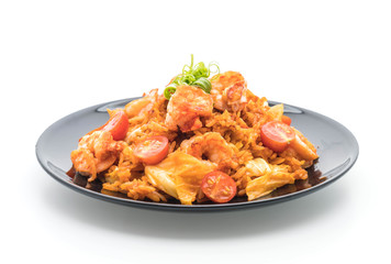 fried rice with korea spicy sauce and shrimps