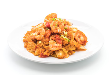 fried rice with korea spicy sauce and shrimps