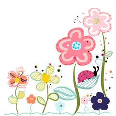Naklejki  Streszczenie dekoracyjne wiosenne kwiaty kartkę z życzeniami