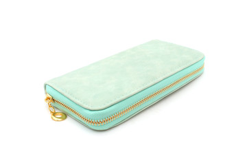 green purse on isolated