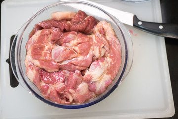Marinated raw pork