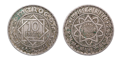 Coin 10 francs. Kingdom of Morocco. French protectorate. year 1953