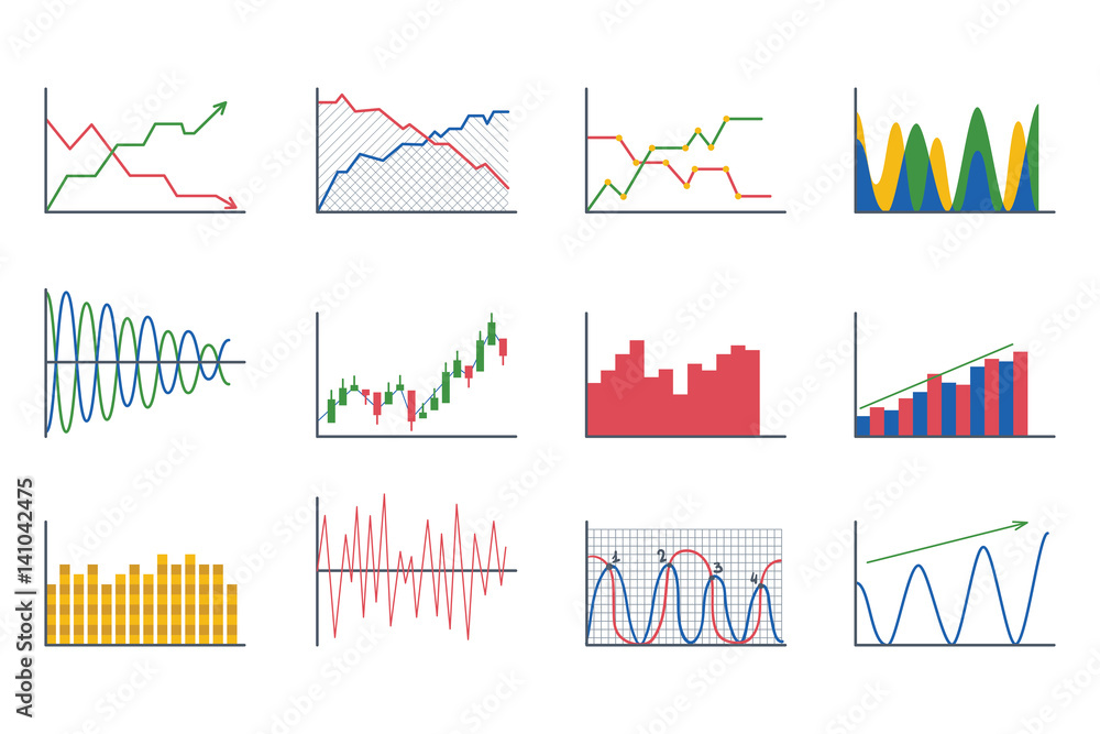 Poster business data graph analytics elements bar pie charts diagrams and flat icon infographics design iso