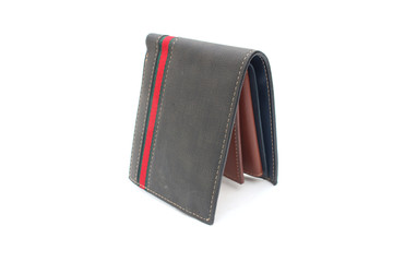 black Wallet leather on isolated