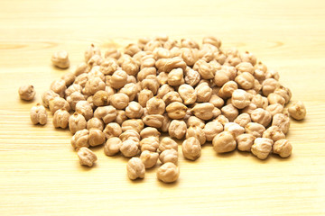 chickpeas on wood