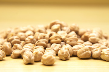 chickpeas on wood