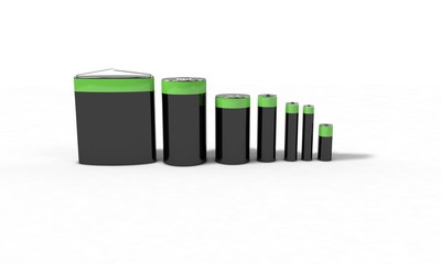 List of battery sizes, 3d render