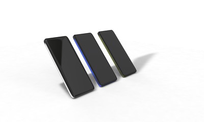 Phone model Different color, isolated on the white, 3d render
