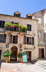 Courtyard in the old town, Kotor, travel around Europe. Montenegro