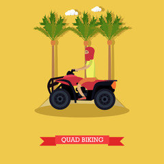 Trip to Egypt, quad biking concept vector flat illustration