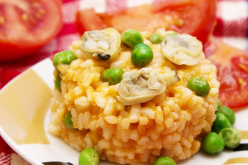 Rice with seafood and tomato