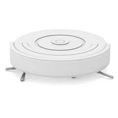 Blank robot vacuum cleaner. 3d render isolated on white. Smart cleaning technology concept