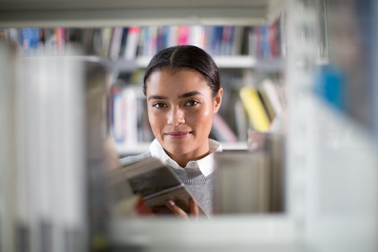 Portrait of student in library