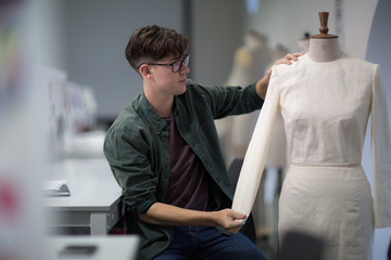 Fashion student working on a design