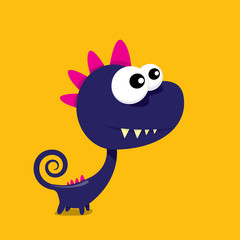 Vector cartoon funny dragon. Cartoon Dinosaur.