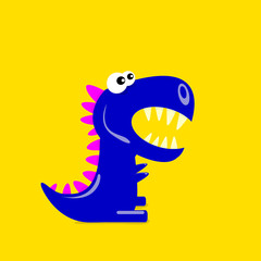 Vector cartoon funny dragon. Cartoon Dinosaur.