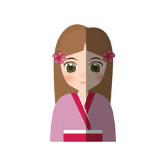 cute girl japanese manga - shadow vector illustration eps 10