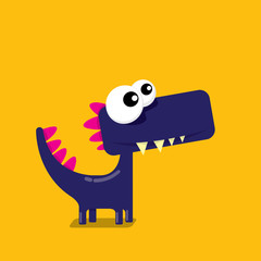 Vector cartoon funny dragon. Cartoon Dinosaur.