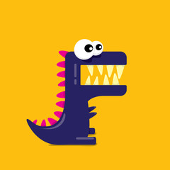 Vector cartoon funny dragon. Cartoon Dinosaur.