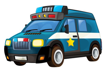 cartoon police car truck isolated
