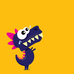 Vector cartoon funny dragon. Cartoon Dinosaur.