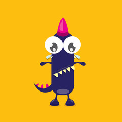 Vector cartoon funny dragon. Cartoon Dinosaur.