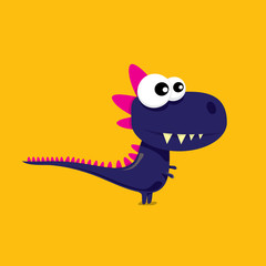 Vector cartoon funny dragon. Cartoon Dinosaur.