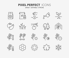 garden and seeding thin line icons 1