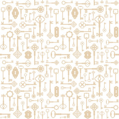 Vintage keys seamless pattern background. For print and web.