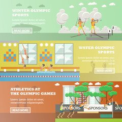 Vector set of olympic sports flat horizontal banners