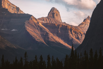 Mountain peaks in hazy sunshine  