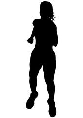Woman athletes on running race on white background