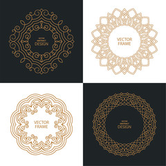 Set of monogram line vintage frames