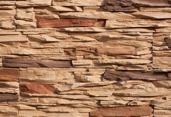 стена с бежевым облицовочным камнем