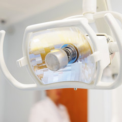 The image of a close-up dental lamp