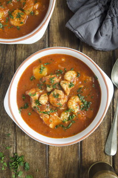 Tomato, wine and fish stew